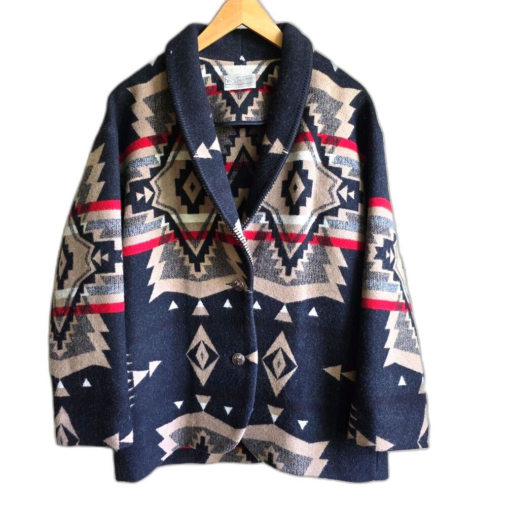 VTG Pendleton Woolen Mills Tribal High Grade Western Wool Coat Jacket L/XL Rodeo